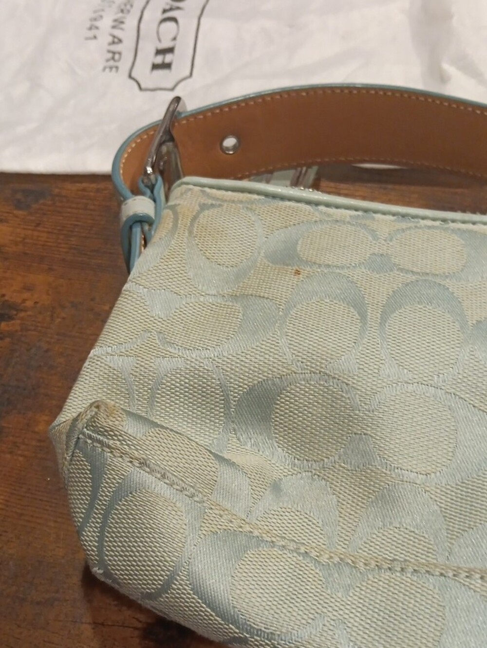 Vintage Y2K Coach Hamptons Signature Demi Pouch Bag - Ice Blue 6371 - Picture 5 of 9